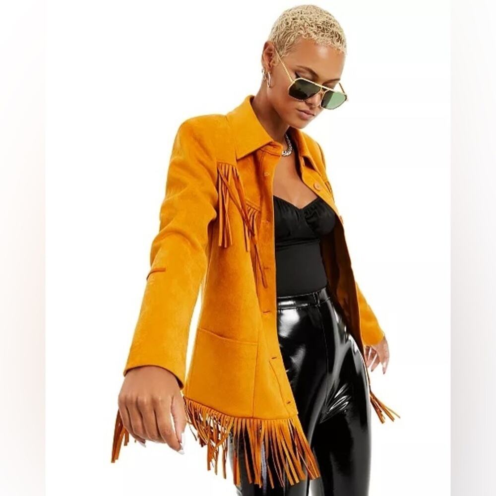 NWT! Danielle Bernstein Faux-Suede Fringe Jacket - Picture 2 of 8